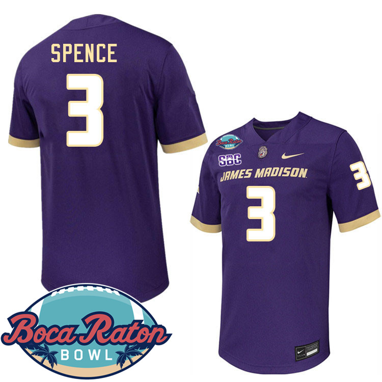 #3 Terrence Spence James Madison Dukes 2024 Boca Raton Bowl Jersey-Purple